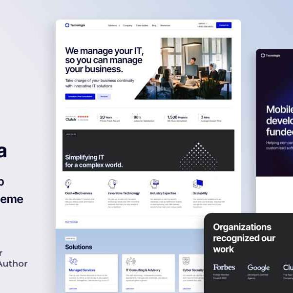 Tecnologia Theme – IT SaaS Software Technology Company | Lifetime License | One Time Payment