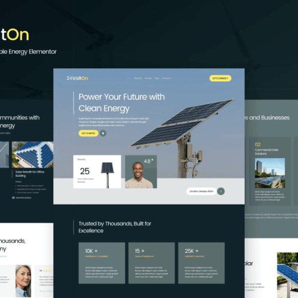 24Volton – Solar and Renewable Energy Elementor Template Kit