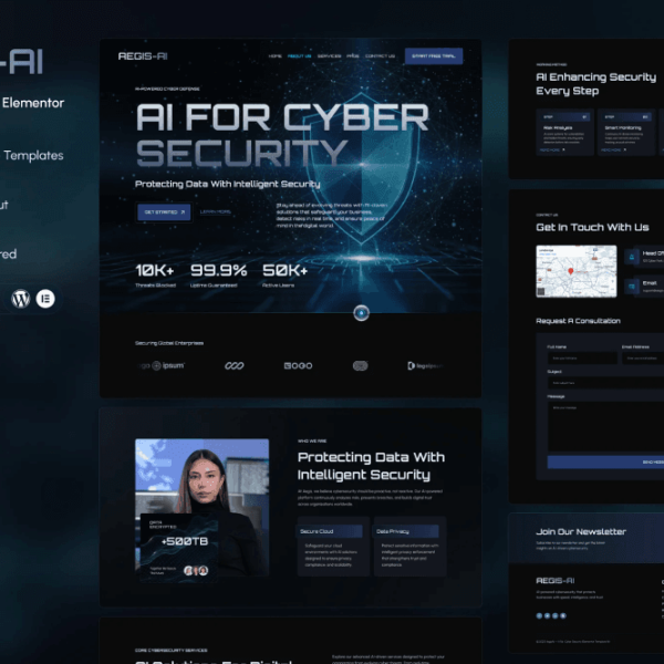 Aegis – AI for Cyber Security Elementor Template Kit