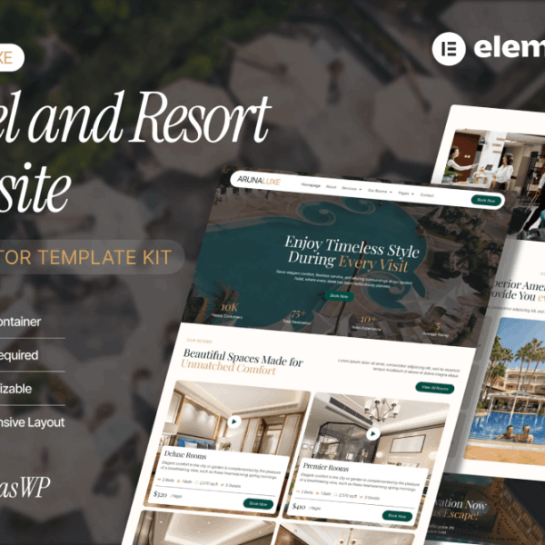 ArunaLuxe – Hotel and Resort Elementor Template Kit