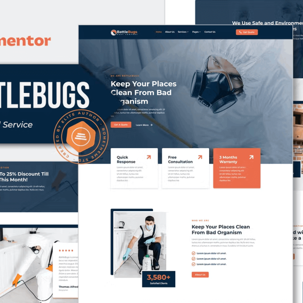 BattleBugs and Pest Control Service Elementor Template Kit