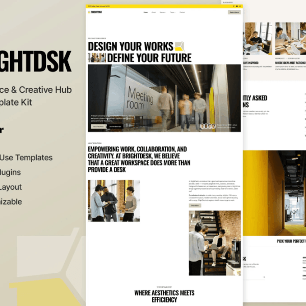 BrightDesk – Coworking Space and Creative Hub Elementor Template Kit