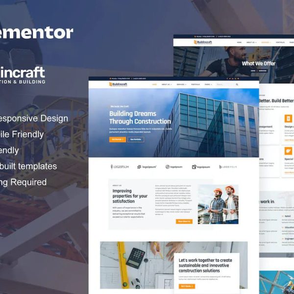 BuildinCraft- Construction & Building Elementor Template Kit