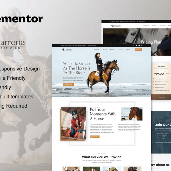 Charreria and Horse Riding Club Elementor Template Kit