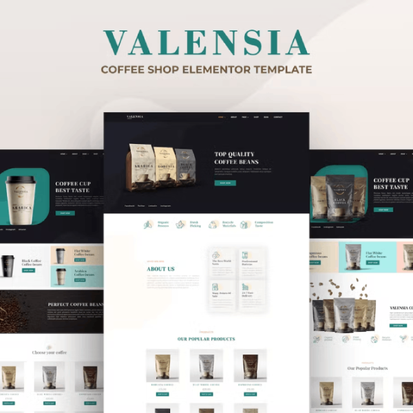 Valensia and Coffee Shop Elementor Template Kit