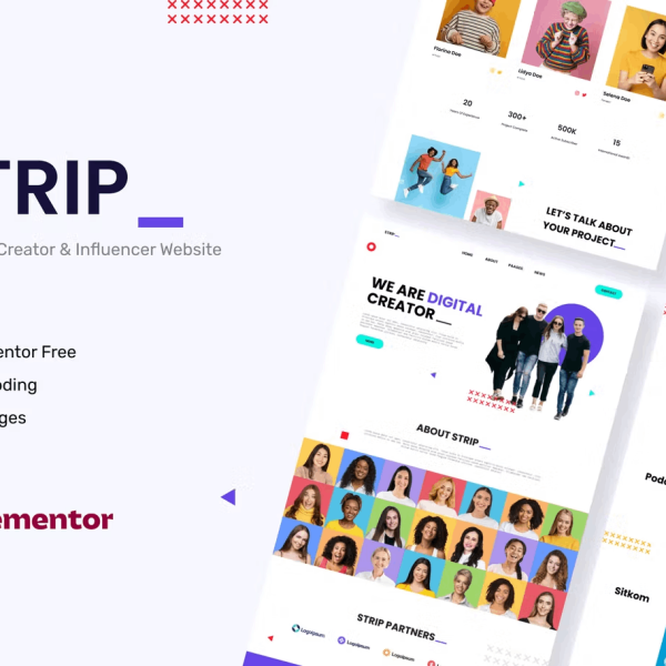 Strip – Content Creator and Influencer Elementor Template Kit