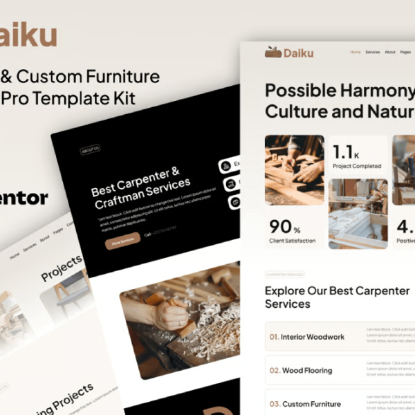 Daiku – Carpenter and Custom Furniture Elementor Pro Template Kit
