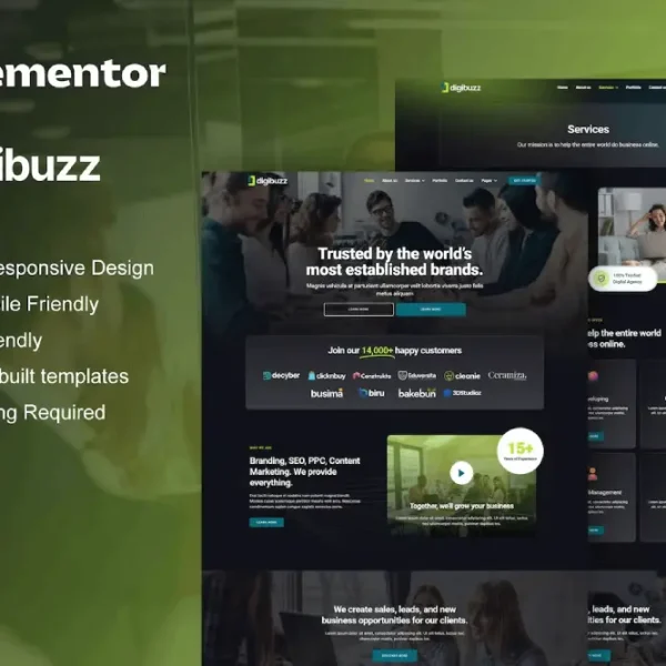 DigiBuzz – Dark Elementor Template Kit for Digital Agencies