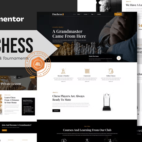 Duchess – Chess Club and Tournament Elementor Template Kit