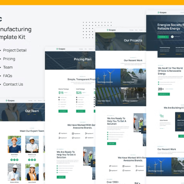 Ecopec – Solar and Renewable Energy Elementor Template Kit