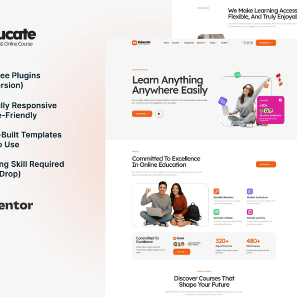 Educate – eLearning and Course Elementor Template Kit