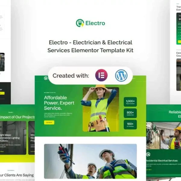 Electro – Elementor Template Kit for Electrician & Electrical Services