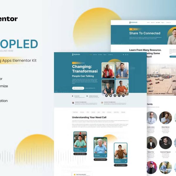 Peopled and Online Meeting App Elementor Template Kit