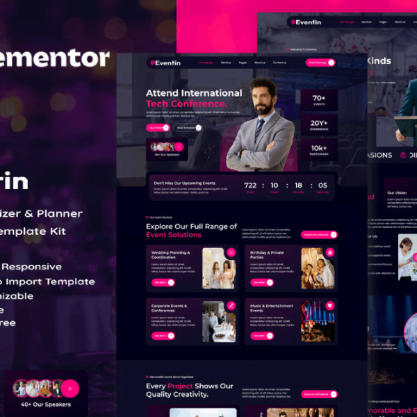 Eventin – Event Organizer and Planner Elementor Template Kit