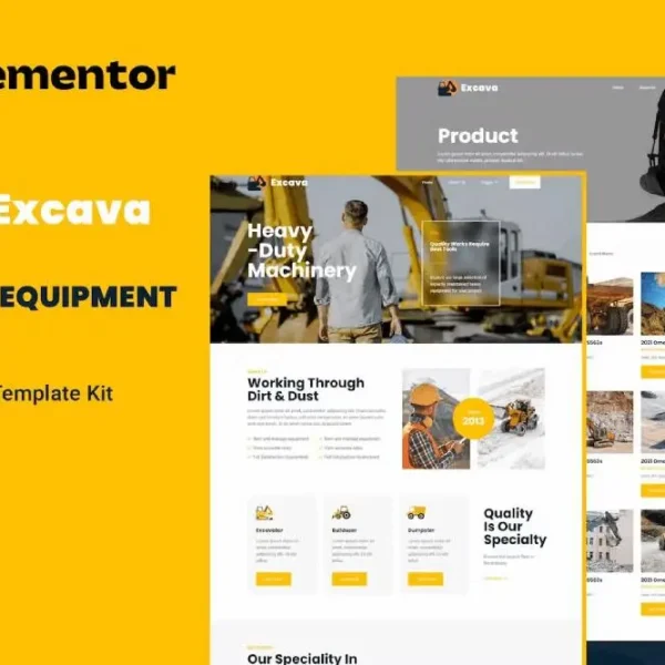Excava: Elementor Template Kit for Heavy Equipment Rentals