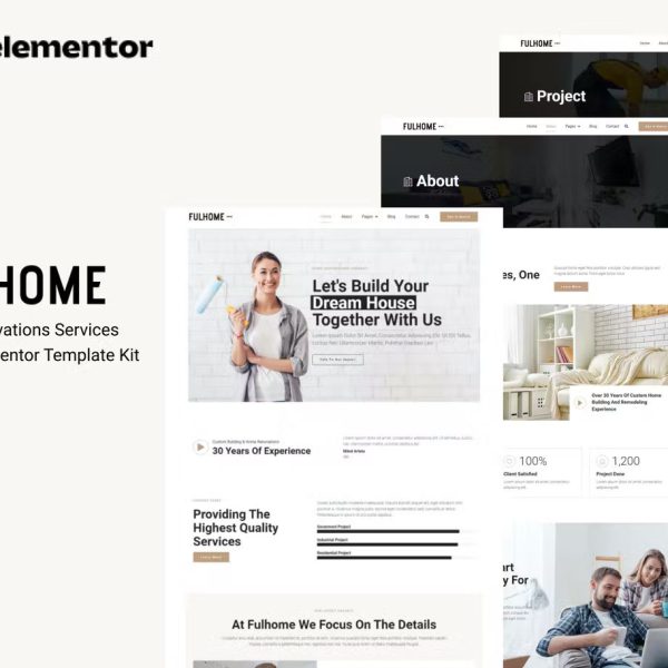 Fulhome – Home Renovations and Repair Company Elementor Pro Template Kit