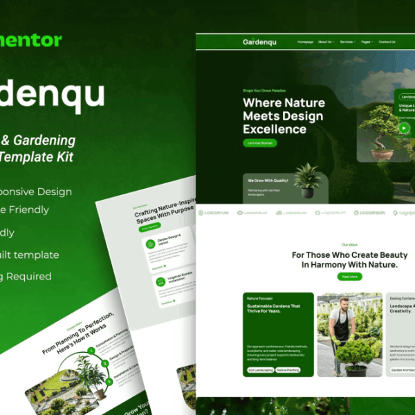 Gardenqu  Landscape and Gardening Elementor Template Kit