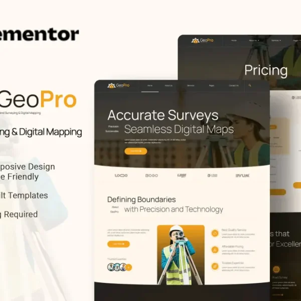 Geopro – Elementor Template Kit for Land Surveying & Digital Mapping