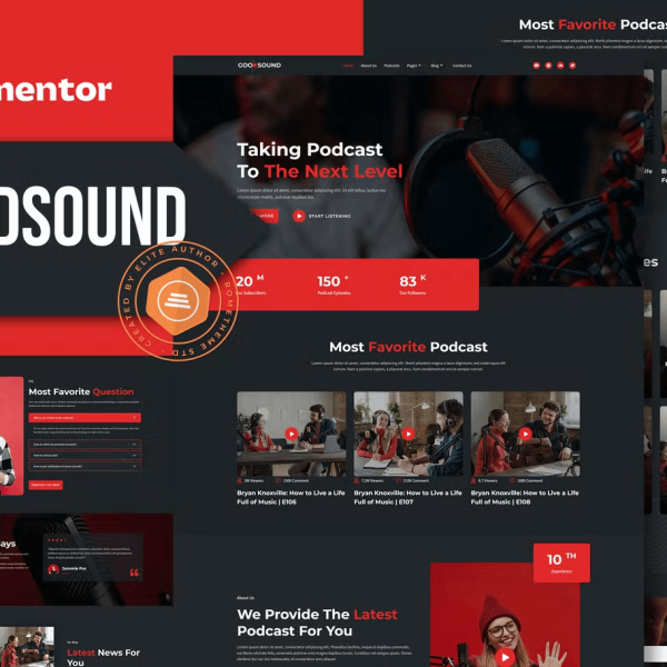 Goodsound and Podcaster Elementor Template Kit