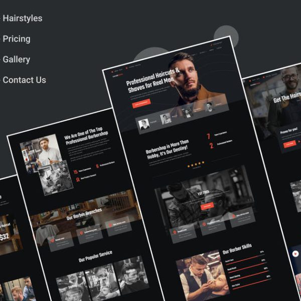 Hairbrosh | Barbershop Elementor Template Kits