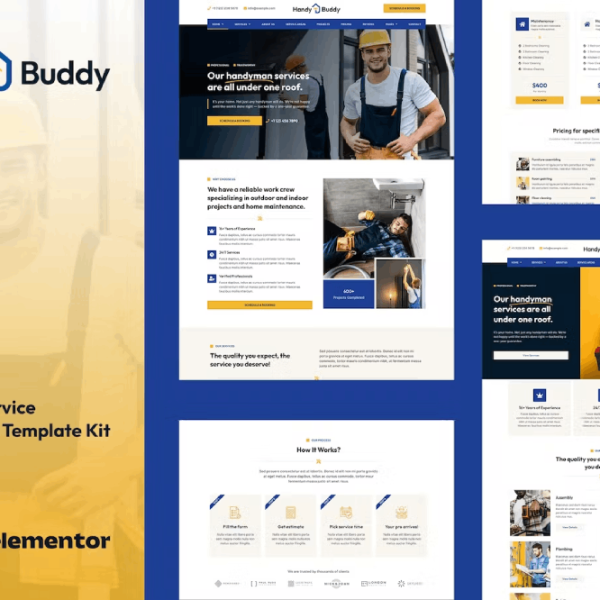 Handy Buddy and Handyman Services Elementor Pro Template Kit