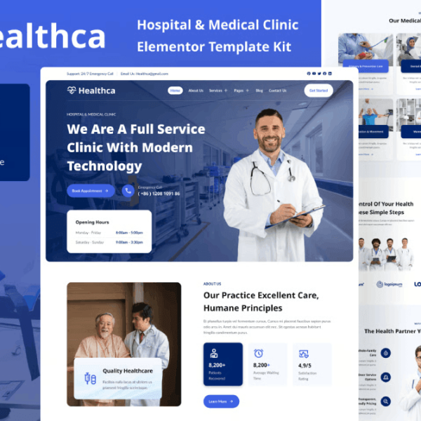 Healthca – Hospital and Medical Clinic Elementor Template Kit