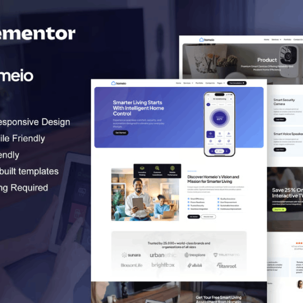 Homeio – Smart Home and Technology Services Elementor Pro Template Kit