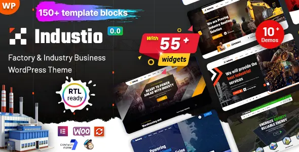 Industio Industrial and Factory WordPress Theme | Lifetime License | One Time Payment