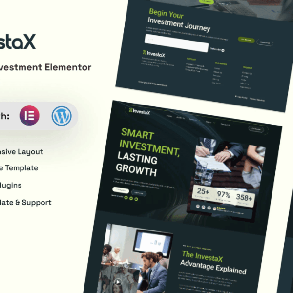 InvestaX – Finance and Investment Elementor Template Kit