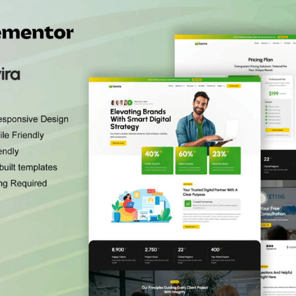 Kavira – Digital Marketing Agency Elementor Pro Template Kit