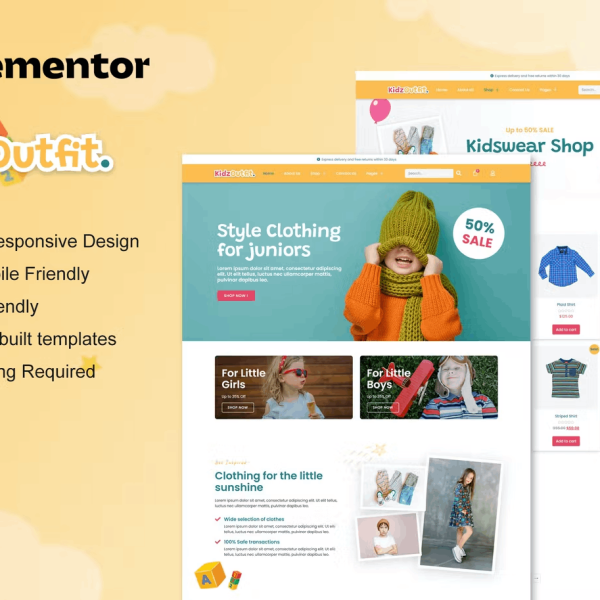 KidzOutfit and WooCommerce Kids Fashion Shop Template Kit
