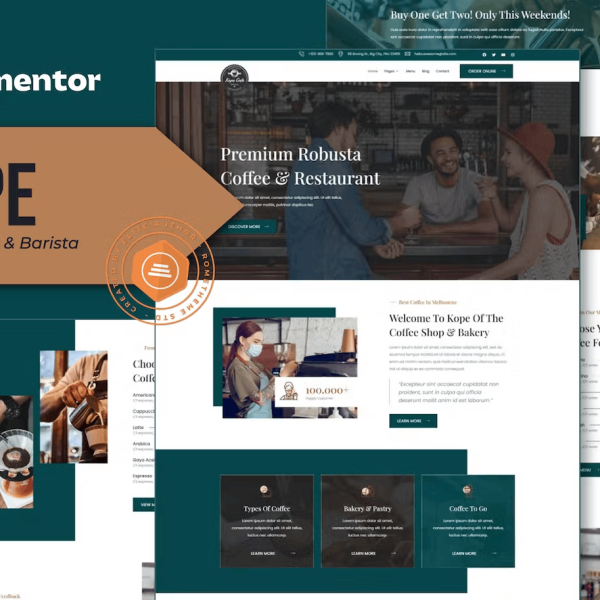 Kope – Cafe Coffee Shop & Bar Elementor Template Kit