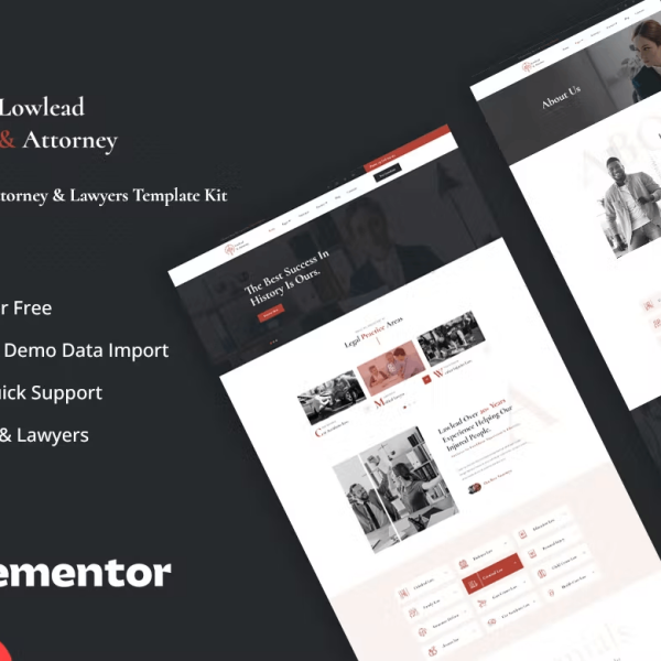 Lowlead – Attorney and Lawyers Elementor Template Kit