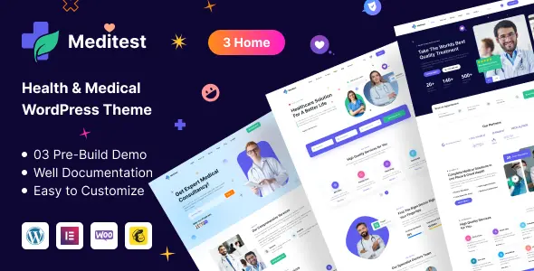 Meditest Health Care Medical and Hospital Doctor Listing WordPress Theme | Lifetime License | One Time Payment