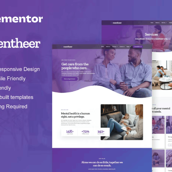 Mentheer and Mental Health Therapy Elementor Pro Template Kit