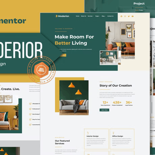 Moderior and Interior Design Elementor Template Kit