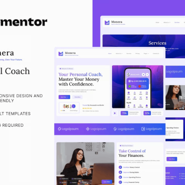 Monera – Financial Coach Elementor Template Kit