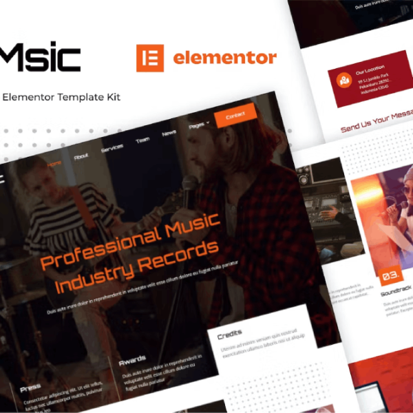 Msic and Music Studio Elementor Template Kit