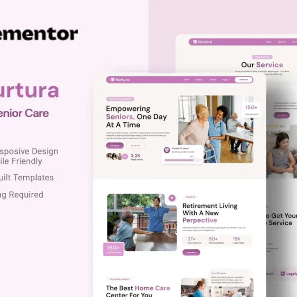 Nurtura: Elementor Template Kit for Modern Senior Care Services