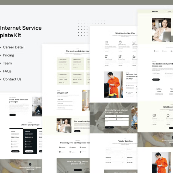 Priver – Broadband and Internet Service Provider Elementor Pro Template Kit