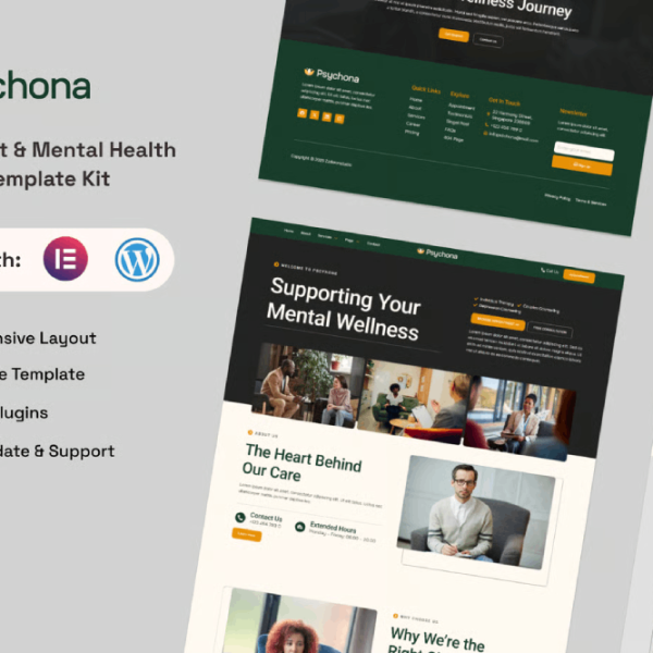 Psychona – Psychologist and Mental Health Elementor Template Kit