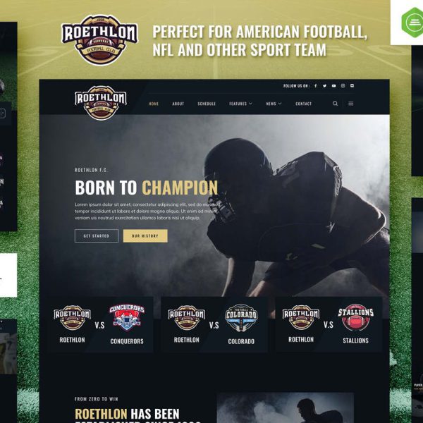Roethlon – American Football & NFL Elementor Template Kit