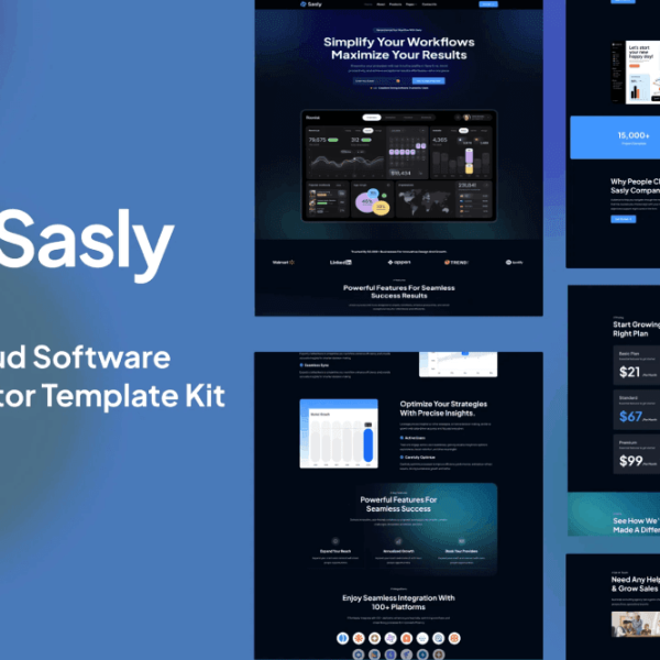 Sasly – Cloud Software Agency Elementor Template Kit