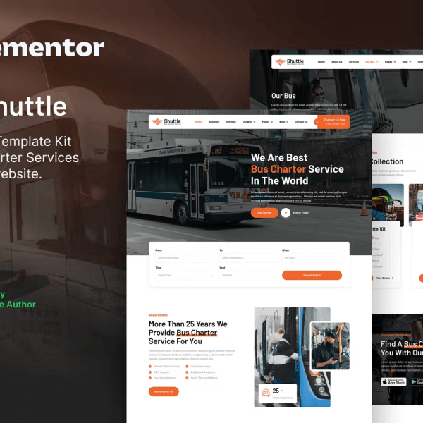 Shuttle and Bus Charter Service Transport Company Elementor Template Kit