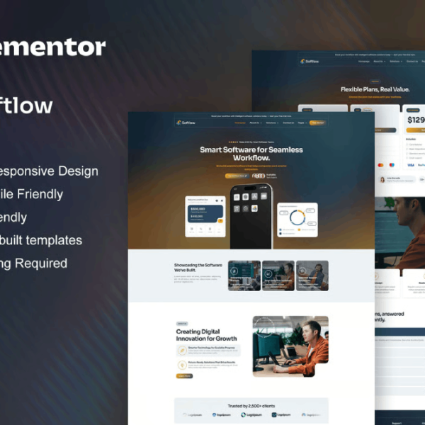 Softlow – Technology and Software Company Elementor Template Kit