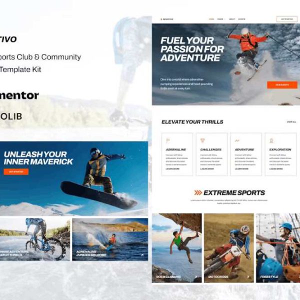 Sportivo - Template Kit for Extreme Sports Club & Community with Elementor