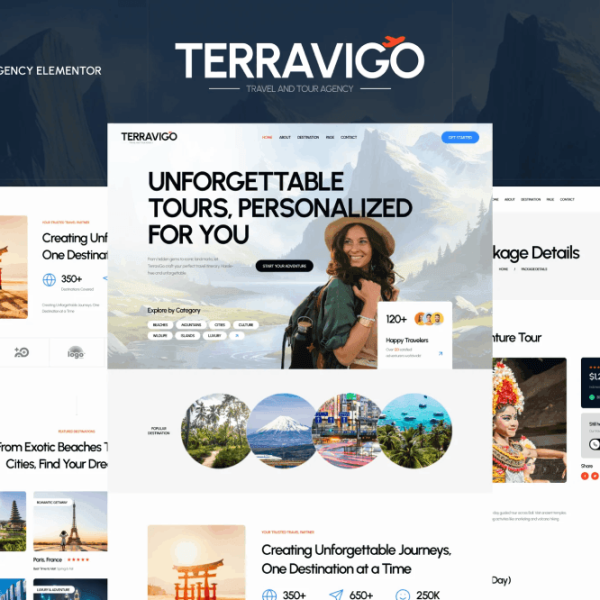 TerraviGo – Modern Travel and Tour Agency Elementor Template kit
