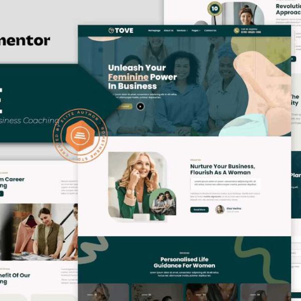 Tove - Business Coaching Template Kit for Women in Business with Elementor