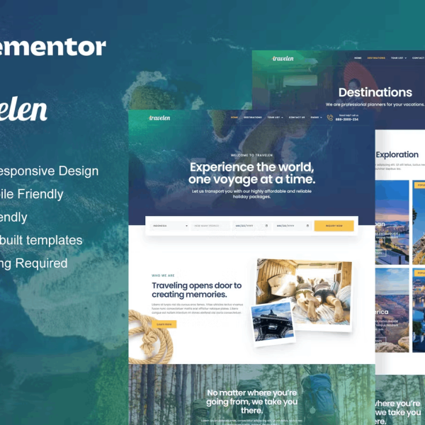 Travelen – Travel and Tour Agency Elementor Template Kit