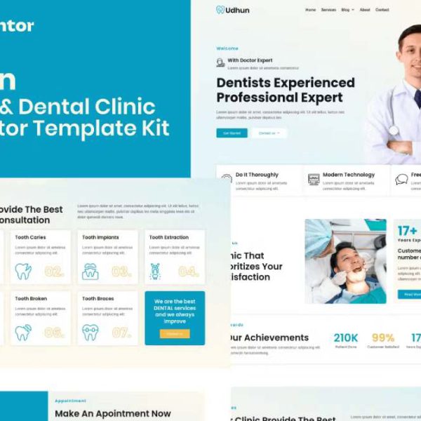 Udhun - Elementor Pro Template Kit for Dentists & Dental Clinics